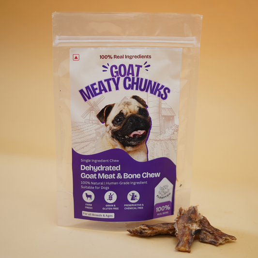 FloofYou Goat Meaty Chunks Chew Dehydrated Natural Healthy Dog Treat