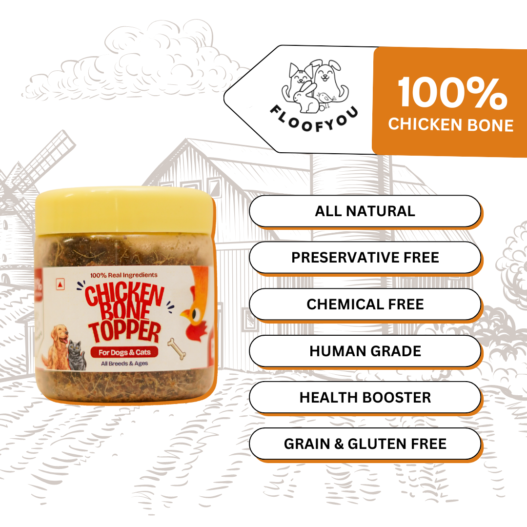 FloofYou Chicken Bone Food Topper 50g Natural Meal Topper Seasoning Healthy Supplement for Dogs & Cats