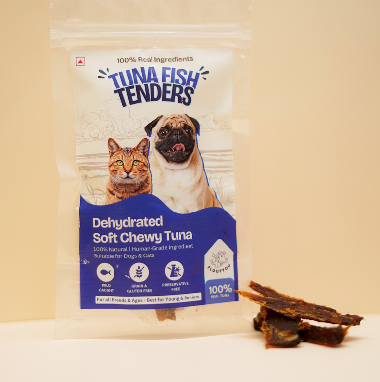 FloofYou Chewy Tuna Tenders Fish Soft Jerky Dehydrated Natural Healthy Dog & Cat Treat