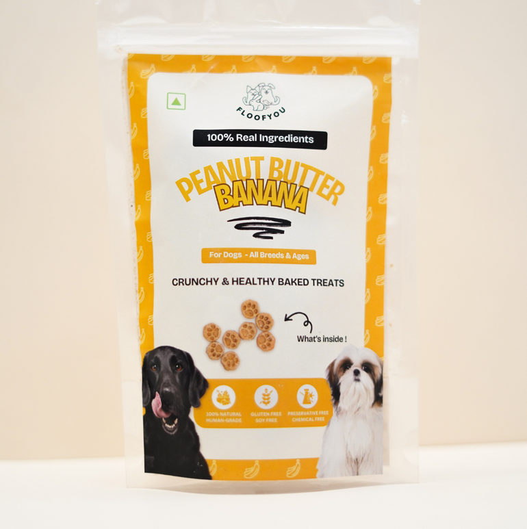 FloofYou Peanut Butter-Banana Pure Veg Natural Healthy Dog Treat