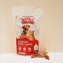 FloofYou Buffalo Tendon Jerky Strips Dehydrated Natural Healthy Dog & Cat Treat Chew